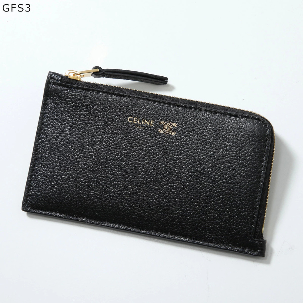 Celine Fragment Card Wallet coin Triomphe case Leather Wallet Black